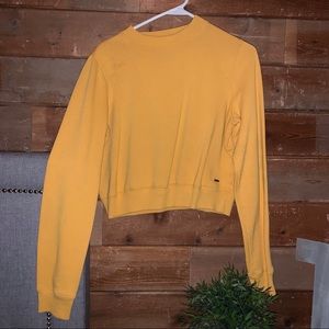 Hollister yellow cropped sweatshirt